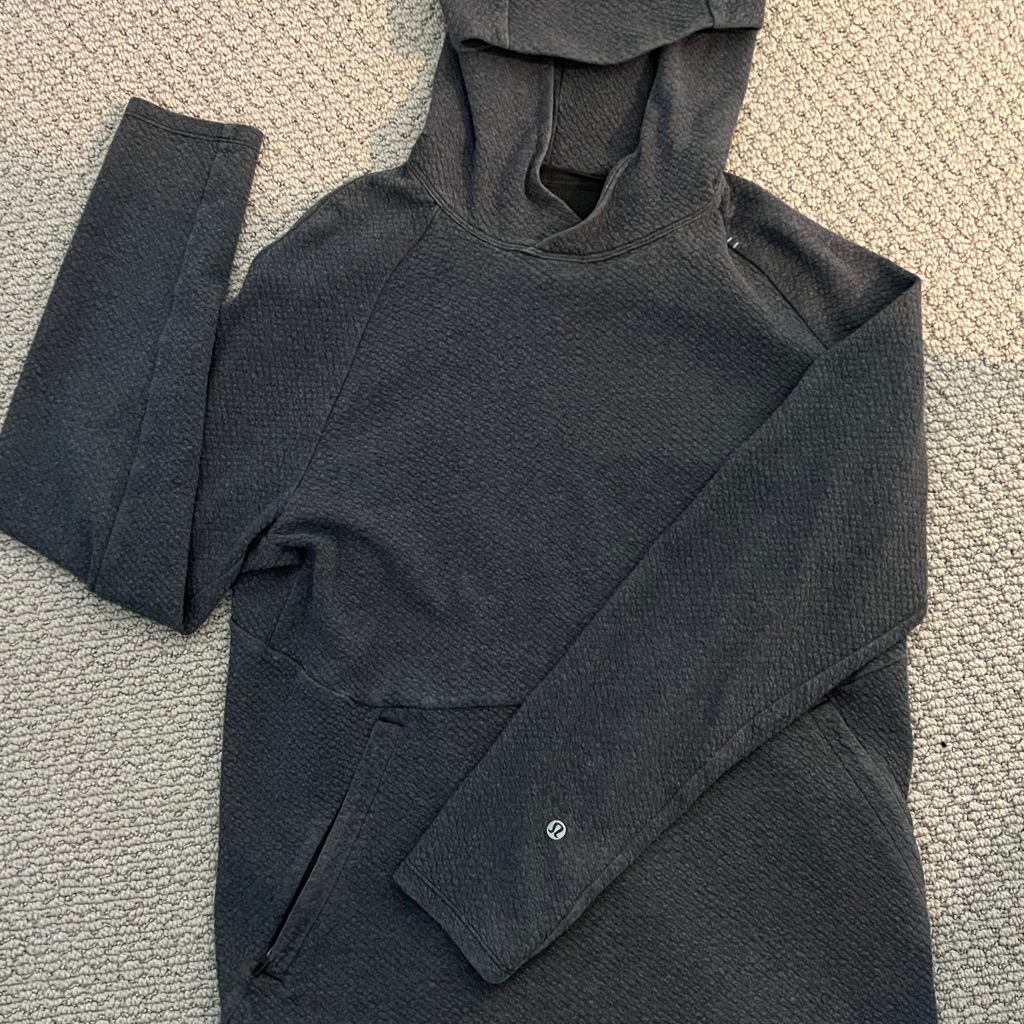 Textured Lululemon Dark Grey Sweatshirt With Hood Size Medium